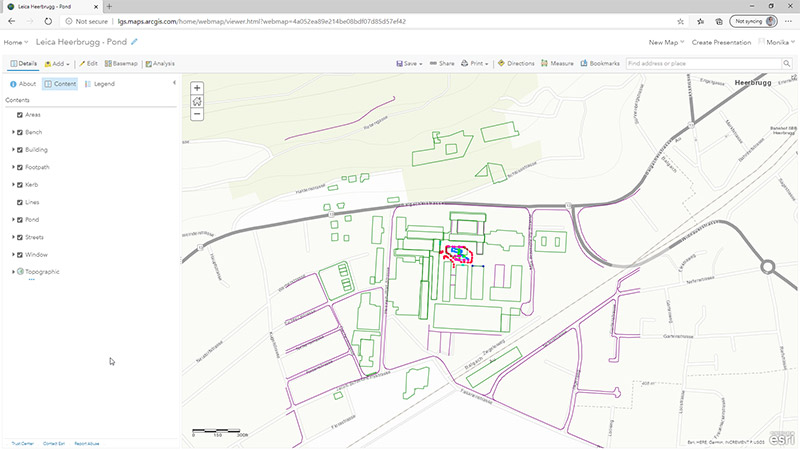 Leica Infinity Surveying Software screenshot arcGIS